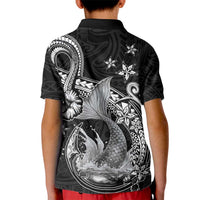 Hawaii Mermaid Monotone Kid Polo Shirt Polynesian Pattern Fish Hook