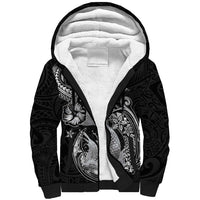 Hawaii Mermaid Monotone Sherpa Hoodie Polynesian Pattern Fish Hook