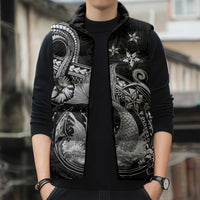 Hawaii Mermaid Monotone Sleeveless Puffer Jacket Polynesian Pattern Fish Hook LT01 - Polynesian Pride