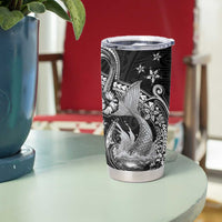 Hawaii Mermaid Monotone Tumbler Cup Polynesian Pattern Fish Hook