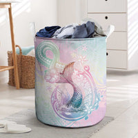 Hawaii Mermaid Sweet Pastel Laundry Basket Polynesian Pattern Fish Hook