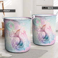 Hawaii Mermaid Sweet Pastel Laundry Basket Polynesian Pattern Fish Hook