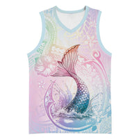 Hawaii Mermaid Sweet Pastel Basketball Jersey Polynesian Pattern Fish Hook