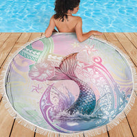 Hawaii Mermaid Sweet Pastel Beach Blanket Polynesian Pattern Fish Hook