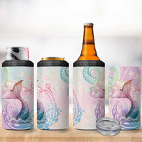 Hawaii Mermaid Sweet Pastel 4 in 1 Can Cooler Tumbler Polynesian Pattern Fish Hook