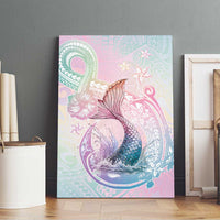 Hawaii Mermaid Sweet Pastel Canvas Wall Art Polynesian Pattern Fish Hook