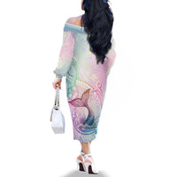 Hawaii Mermaid Sweet Pastel Family Matching Off The Shoulder Long Sleeve Dress and Hawaiian Shirt Polynesian Pattern Fish Hook