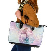 Hawaii Mermaid Sweet Pastel Leather Tote Bag Polynesian Pattern Fish Hook