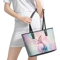 Hawaii Mermaid Sweet Pastel Leather Tote Bag Polynesian Pattern Fish Hook