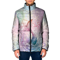Hawaii Mermaid Sweet Pastel Padded Jacket Polynesian Pattern Fish Hook