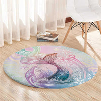 Hawaii Mermaid Sweet Pastel Round Carpet Polynesian Pattern Fish Hook