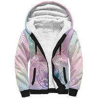 Hawaii Mermaid Sweet Pastel Sherpa Hoodie Polynesian Pattern Fish Hook