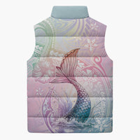 Hawaii Mermaid Sweet Pastel Sleeveless Puffer Jacket Polynesian Pattern Fish Hook