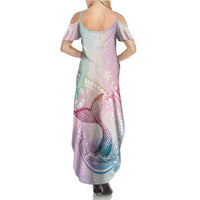 Hawaii Mermaid Sweet Pastel Summer Maxi Dress Polynesian Pattern Fish Hook