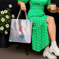 Hawaii Mermaid Sweet Pastel Tote Bag Polynesian Pattern Fish Hook