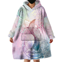 Hawaii Mermaid Sweet Pastel Wearable Blanket Hoodie Polynesian Pattern Fish Hook
