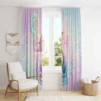 Hawaii Mermaid Sweet Pastel Window Curtain Polynesian Pattern Fish Hook