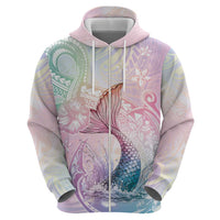 Hawaii Mermaid Sweet Pastel Zip Hoodie Polynesian Pattern Fish Hook