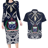 Samoa Independence Day Couples Matching Long Sleeve Bodycon Dress and Hawaiian Shirt Ula Nifo Mix Turtle