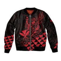 Personalized King Kamehameha Day Sleeve Zip Bomber Jacket Kakau Polynesian Pattern