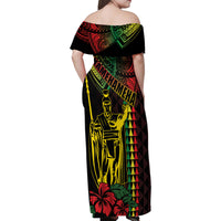 King Kamehameha Day Family Matching Off Shoulder Maxi Dress and Hawaiian Shirt Hawaii Kakau Reggae