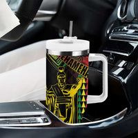 King Kamehameha Day Tumbler With Handle Hawaii Kakau Reggae