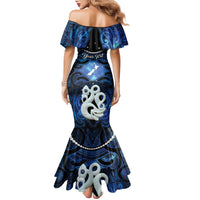 Personalized Maori Matariki Manaia Family Matching Mermaid Dress and Hawaiian Shirt Maori Kowhaiwhai Pattern Galaxy