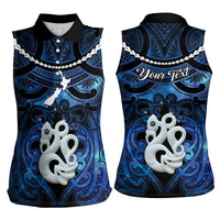 Personalized Maori Matariki Manaia Women Sleeveless Polo Shirt Maori Kowhaiwhai Pattern Galaxy