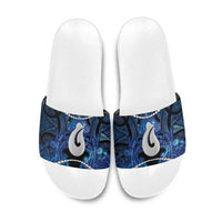Maori Matariki Hei Matau Slide Sandals Maori Kowhaiwhai Pattern Galaxy LT01 Blue - Polynesian Pride