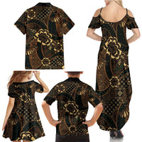Indonesian Batik Pattern Vintage Brown Family Matching Summer Maxi Dress and Hawaiian Shirt LT01 - Polynesian Pride