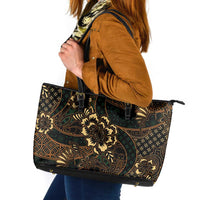 Indonesian Batik Pattern Vintage Brown Leather Tote Bag LT01 Brown - Polynesian Pride