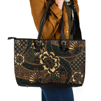 Indonesian Batik Pattern Vintage Brown Leather Tote Bag LT01 - Polynesian Pride