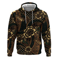 Indonesian Batik Pattern Vintage Brown Zip Hoodie