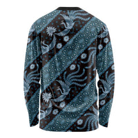 Indonesia Batik Pattern Long Sleeve Shirt Blue Version