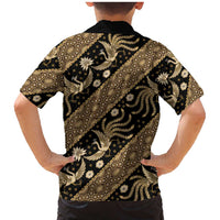 Indonesia Batik Pattern Family Matching Mermaid Dress and Hawaiian Shirt Gold Version