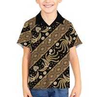 Indonesia Batik Pattern Kid Hawaiian Shirt Gold Version