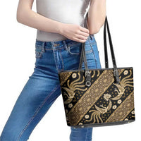 Indonesia Batik Pattern Leather Tote Bag Gold Version
