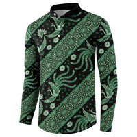 Indonesia Batik Pattern Button Sweatshirt Green Version