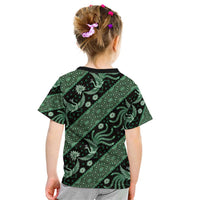 Indonesia Batik Pattern Kid T Shirt Green Version
