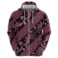 Indonesia Batik Pattern Zip Hoodie Pink Version