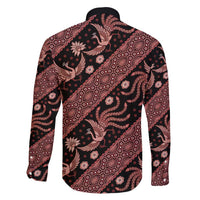 Indonesia Batik Pattern Family Matching Long Sleeve Bodycon Dress and Hawaiian Shirt Red Version