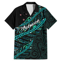 Personalised Aotearoa Family Matching Mermaid Dress and Hawaiian Shirt Silver Fern Mix Paua Shell Polynesian Pattern LT01 Dad's Shirt - Short Sleeve Black - Polynesian Pride