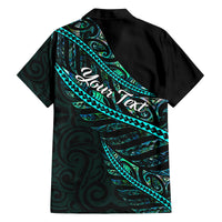 Personalised Aotearoa Family Matching Tank Maxi Dress and Hawaiian Shirt Silver Fern Mix Paua Shell Polynesian Pattern LT01 - Polynesian Pride
