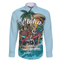 Personalized Aloha Hawaii Skeleton Family Matching Off Shoulder Short Dress and Hawaiian Shirt Tropical Summer Vibe