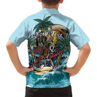 Personalized Aloha Hawaii Skeleton Family Matching Short Sleeve Bodycon Dress and Hawaiian Shirt Tropical Summer Vibe