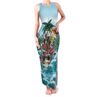 Personalized Aloha Hawaii Skeleton Family Matching Tank Maxi Dress and Hawaiian Shirt Tropical Summer Vibe