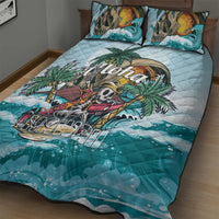 Aloha Hawaii Skeleton Quilt Bed Set Tropical Summer Vibe