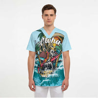 Personalized Aloha Hawaii Skeleton Scrub Top Tropical Summer Vibe - Polynesian Pride