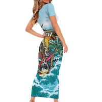 Personalized Aloha Hawaii Skeleton Short Sleeve Bodycon Dress Tropical Summer Vibe LT01 - Polynesian Pride