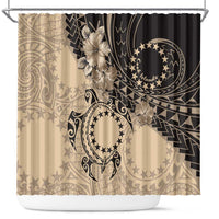 Cook Islands Turtle Shower Curtain Stars and Hibiscus - Beige LT01 Beige - Polynesian Pride